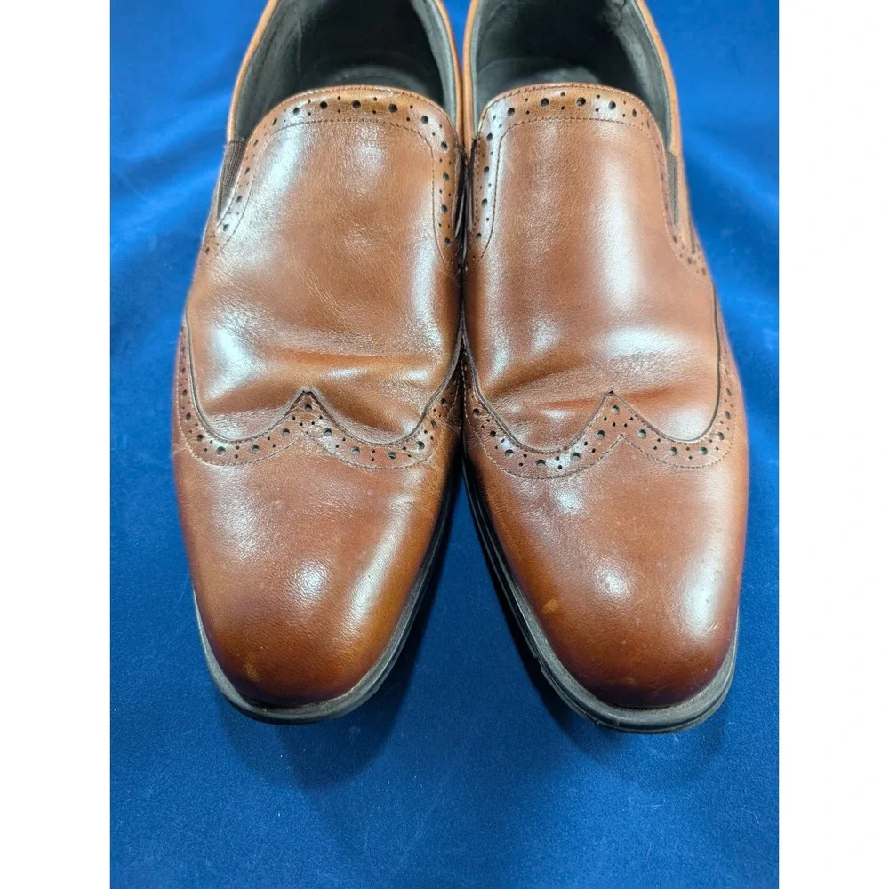 Stacy Adams Leather Loafers Dress Shoes‎ Wingtip Slip On Brown 9M